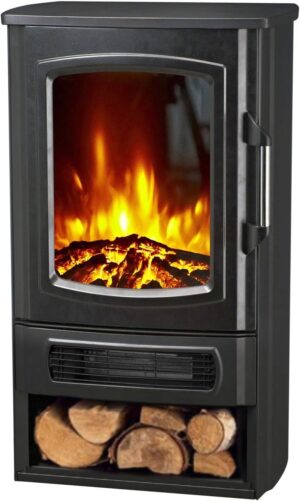 Chemin’Arte - Cheminée Électrique Effet Flammes LEDs Helsinki - Imitation Poêle en Fonte - Conçue en France - Garantie 2 Ans
