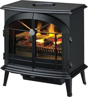 DIMPLEX - Stockbridge - Cheminée électrique autoportante - Mat Noir - Effet de flamme 3D Optimyst, Atomisation de l'eau, Set de Bois, Éclairage LED, Télécommande Incluse, Foyer...