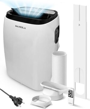 Maxesla Climatiseur Portable 14000 BTU 3 en 1, Déshumidificateur, Portable Air Conditioner Avec 3 Vitesses de Ventilateur, Affichage Numérique et Télécommande, et Minuterie de...