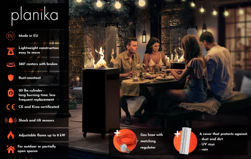 Planika Faro - Foyer Décoratif avec Cheminée pour Jardin - Chauffage de Terrasse au Gaz Propane - Extérieur - Portable - Minimaliste - Noir - avec Hosse de Protection - 8kW – Image 3