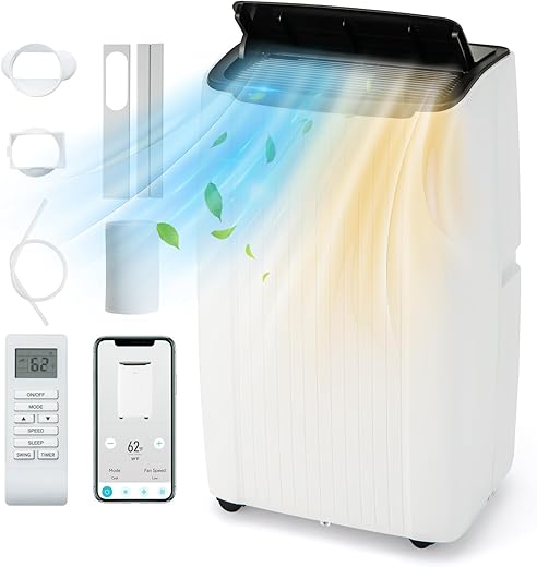 RELAX4LIFE Climatiseur Mobile Silencieux 6 en 1, Climatiseur Portable, Refroidisseur, Ventilateur, Déshumidificateur, Chauffage, Auto, Mode Nuit, Clim Mobile, Faible Conso,...